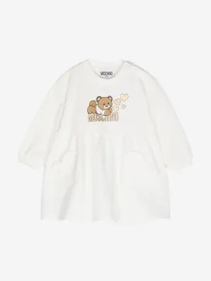 Moschino Baby Girls Bear Logo Sweater Dress in Ivory