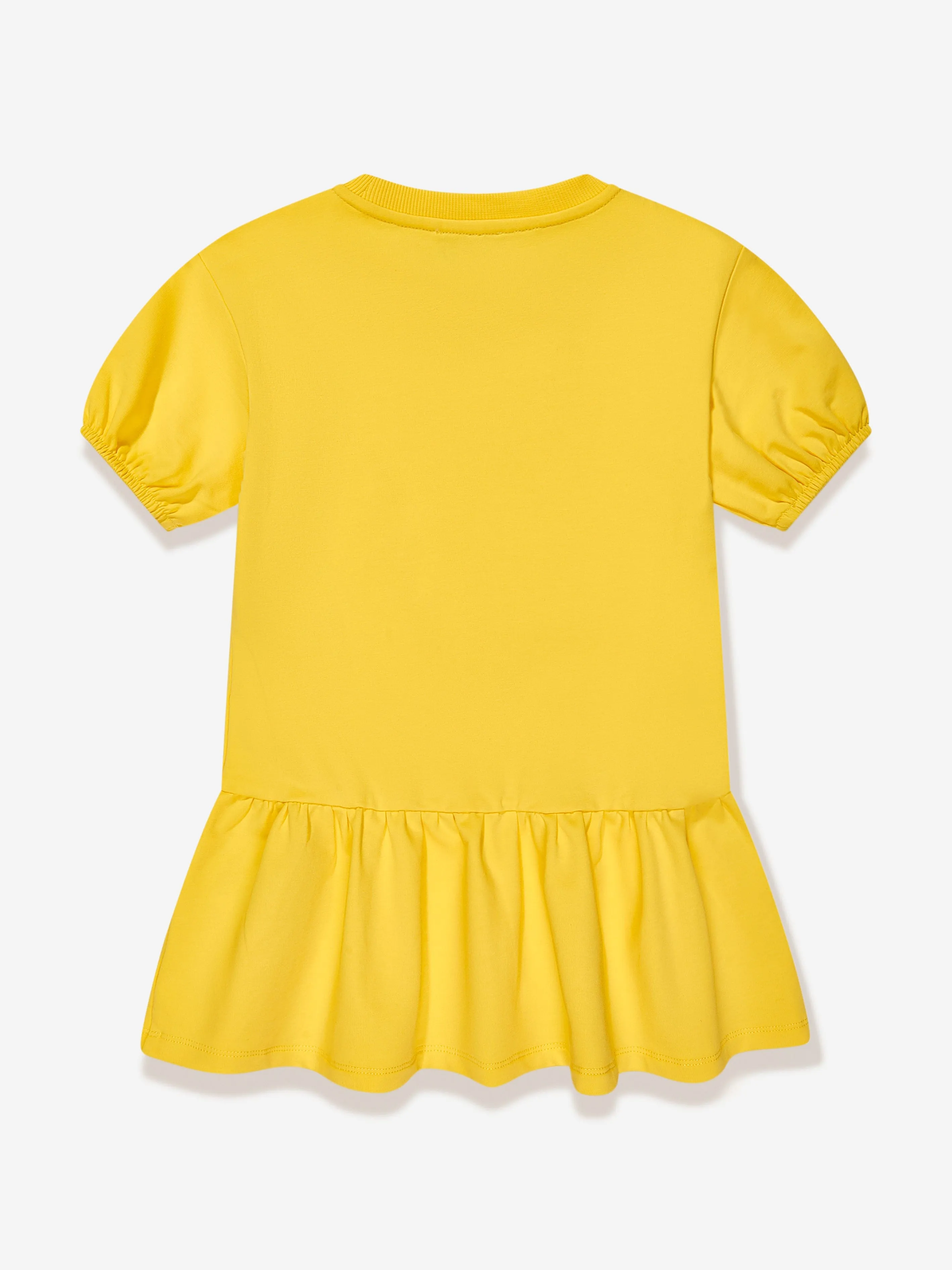 Moschino Girls Teddy Logo Jersey Dress in Yellow