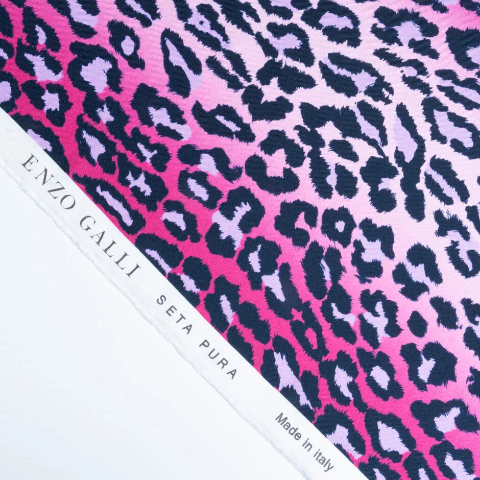 Multi Pink & Black Animal Printed Silk Twill