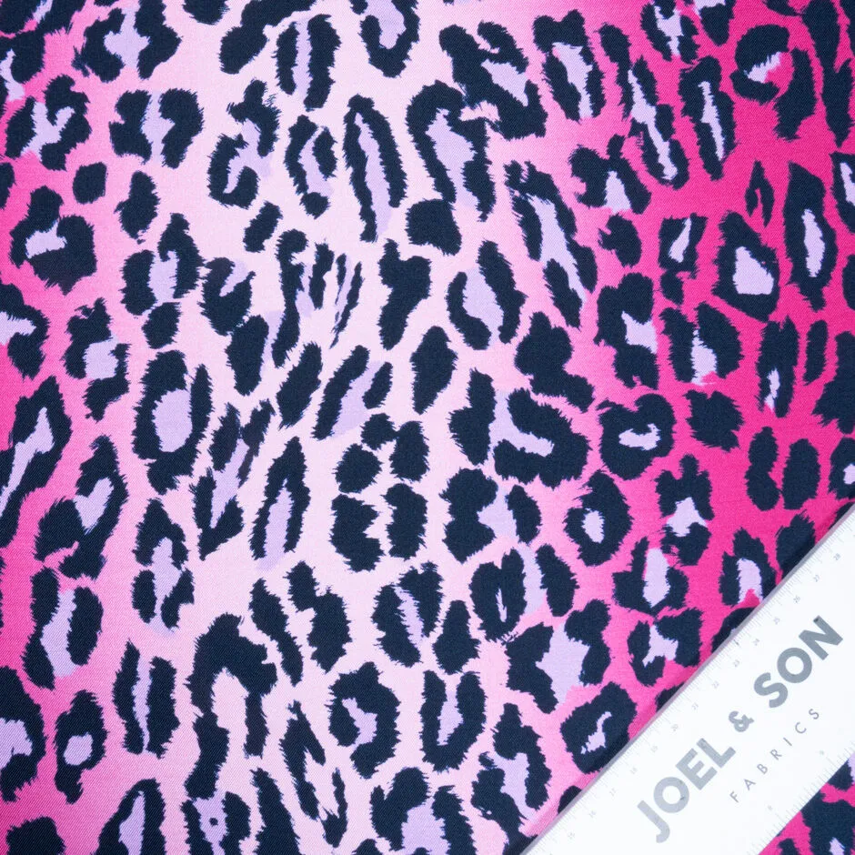 Multi Pink & Black Animal Printed Silk Twill