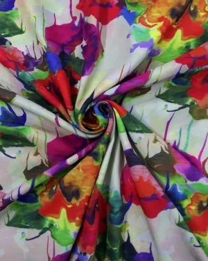 Multicolor Floral Design Polyester Crepe Digital Printed Fabric