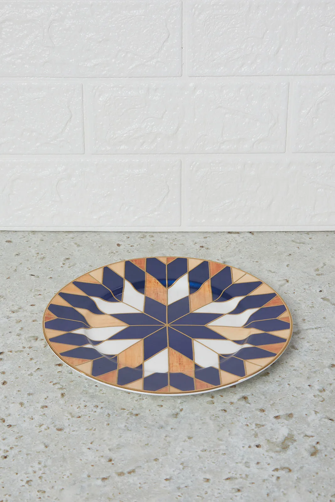 Navy Geometric Print Side Plate