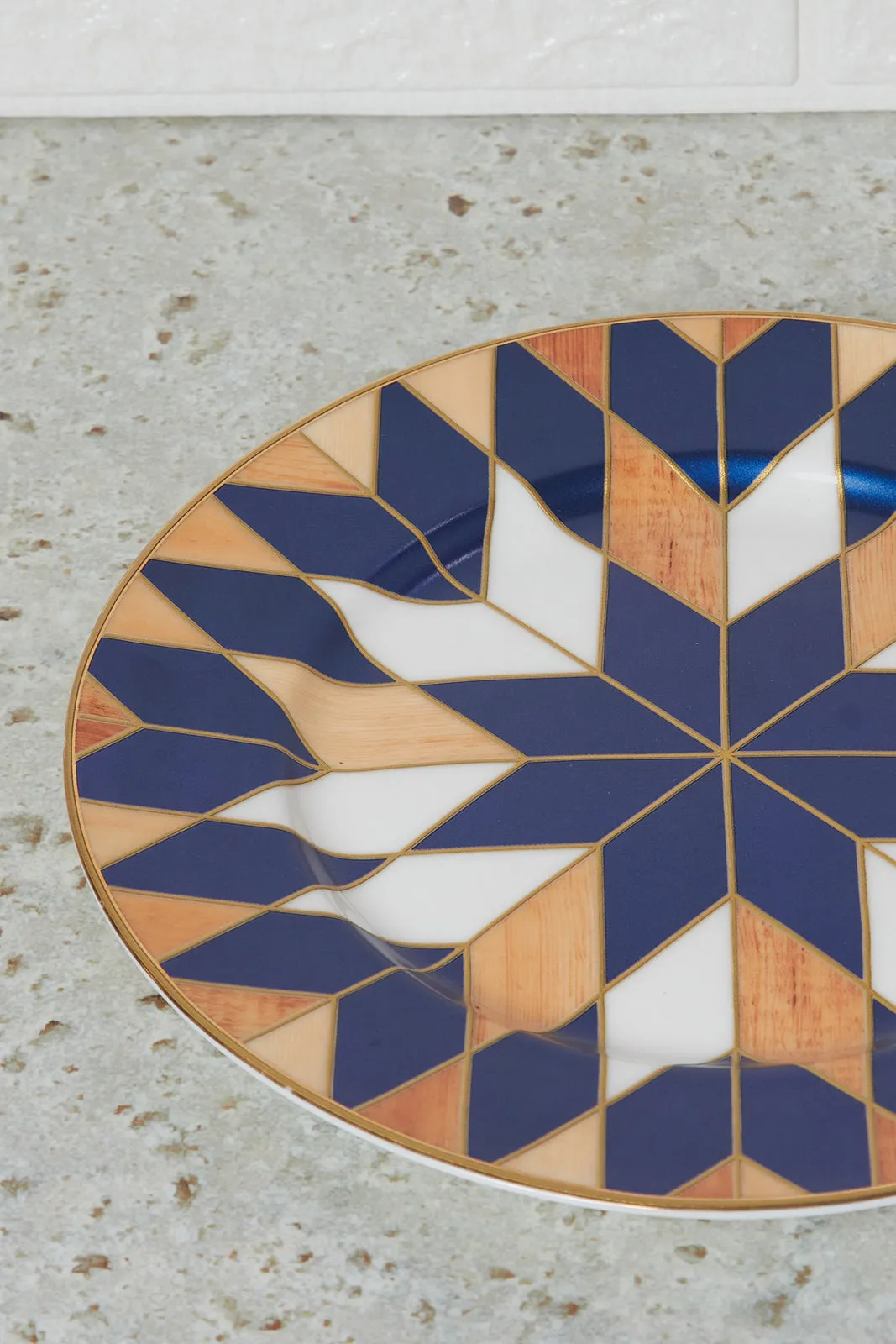 Navy Geometric Print Side Plate