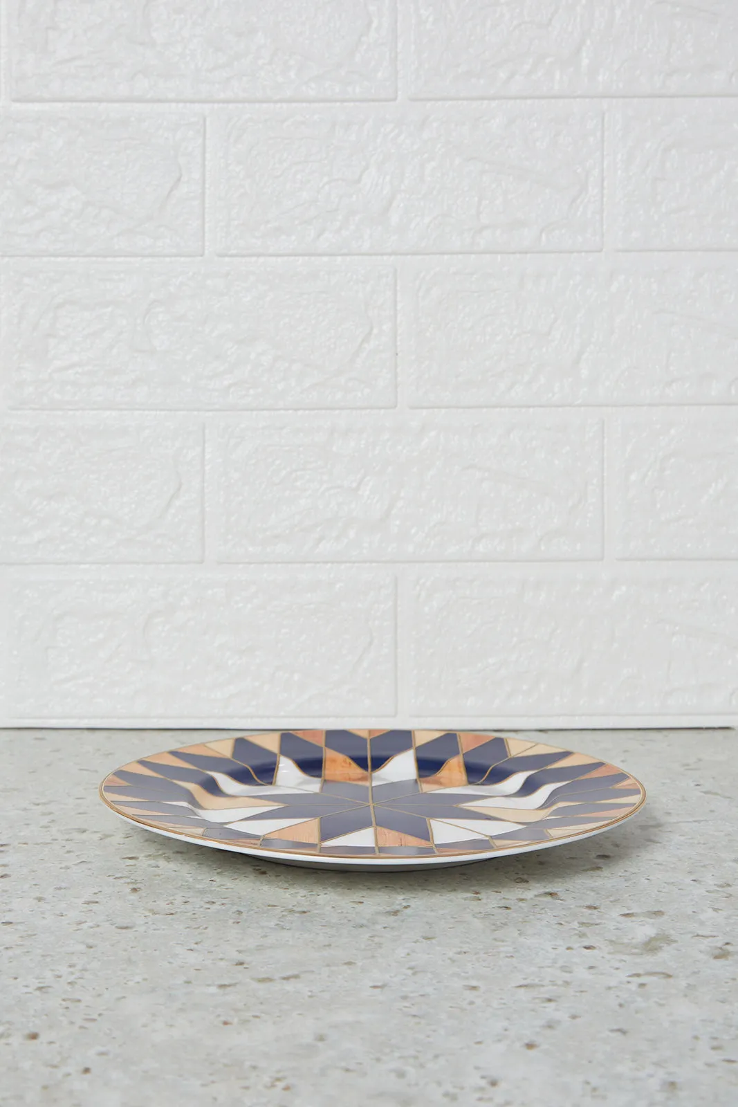 Navy Geometric Print Side Plate