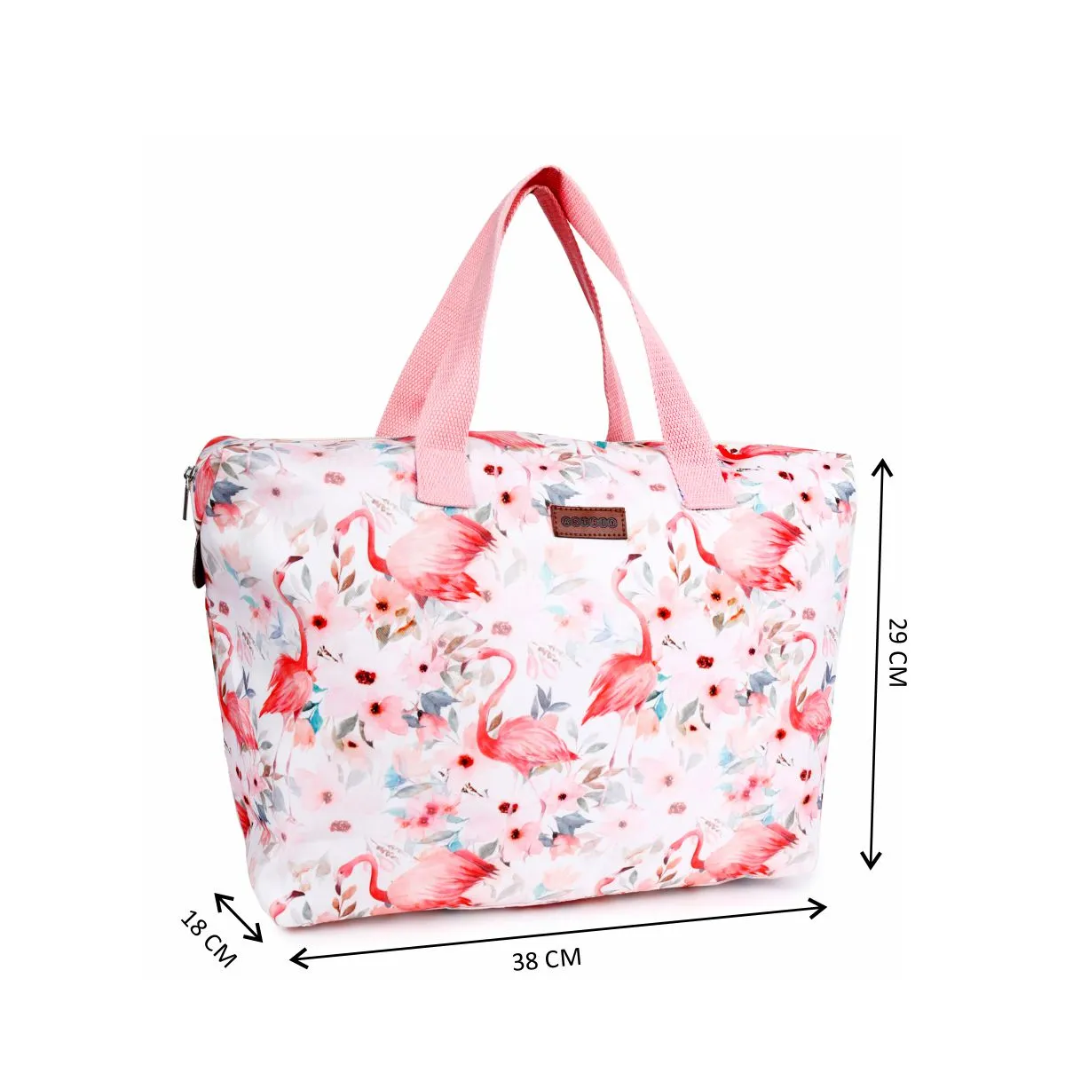 Oversize Tote Bag Natural Color Floral Print On Polyester Fabric