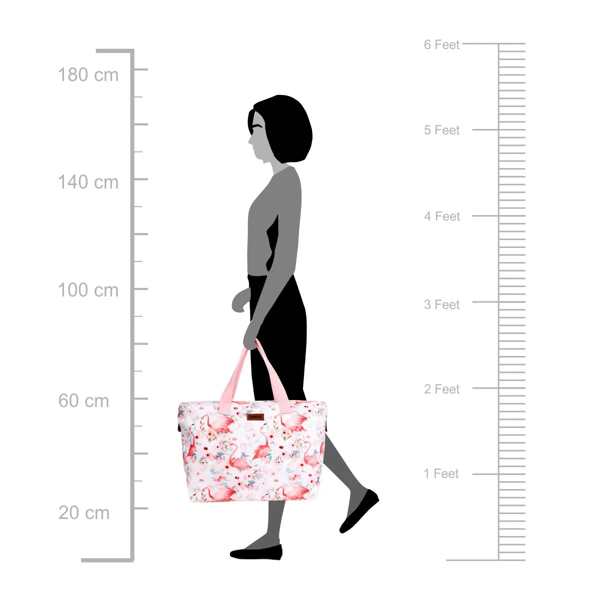 Oversize Tote Bag Natural Color Floral Print On Polyester Fabric