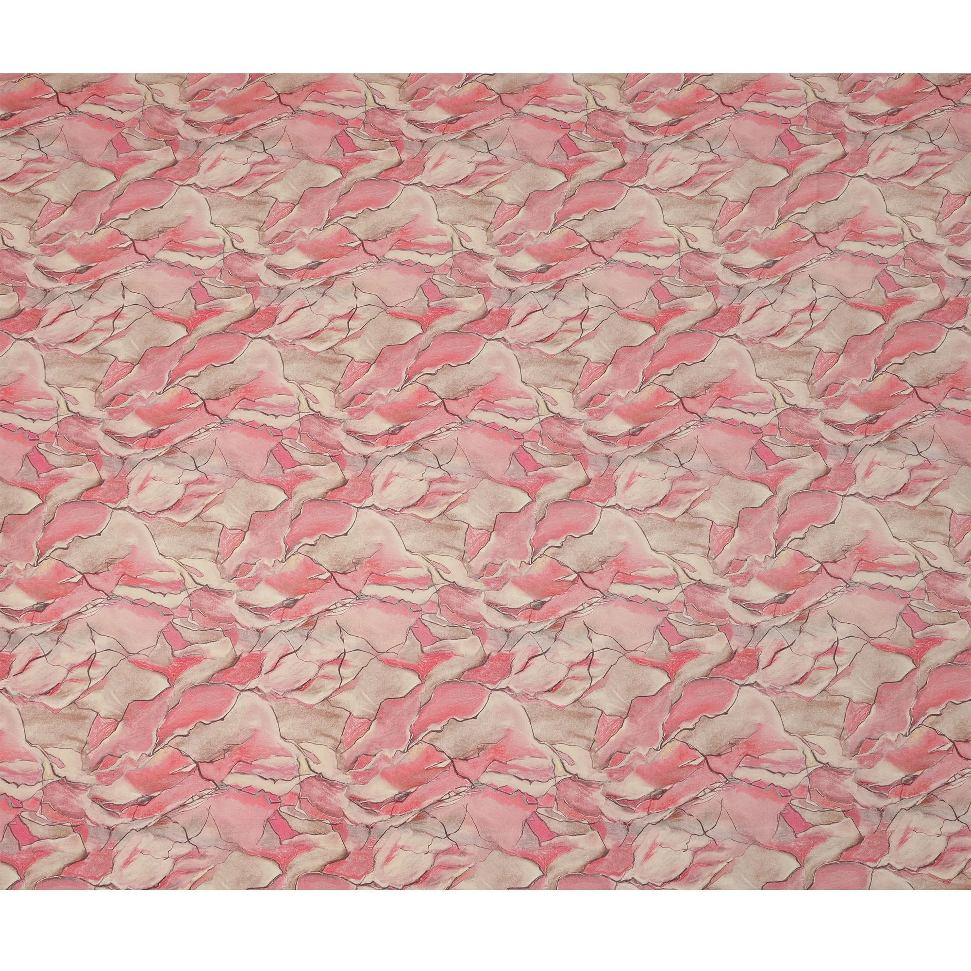 Peach Pink Viscose Digital Printed Fabric with Abstract Floral Design, 110 cm Width-D21298