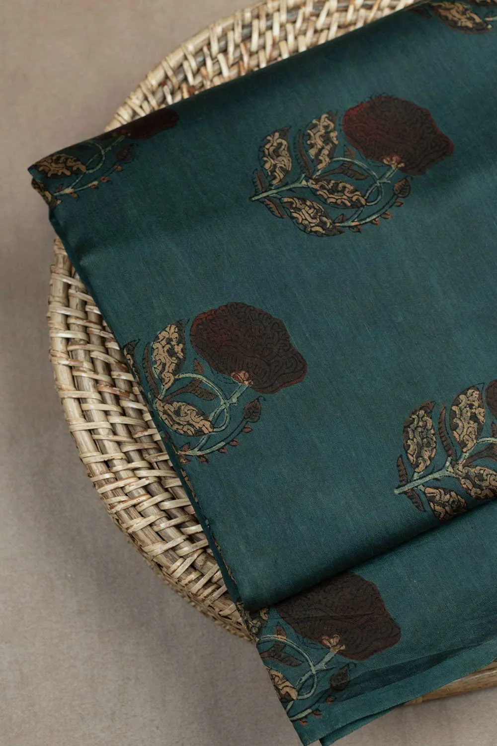 Pine Green Chanderi Silk Cotton Fabric