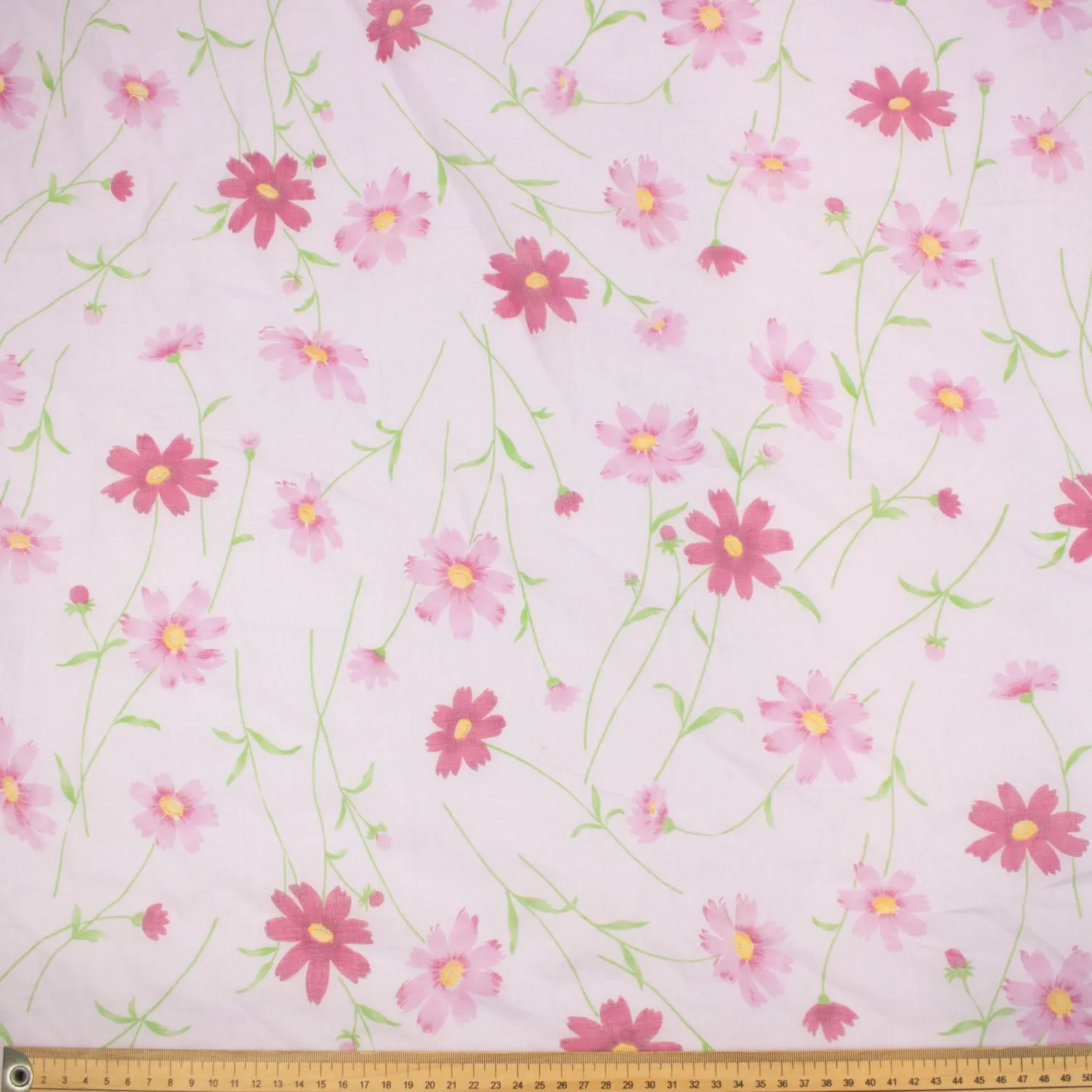 Printed Cotton Voile Design-90 Pink Flowers on Lilac