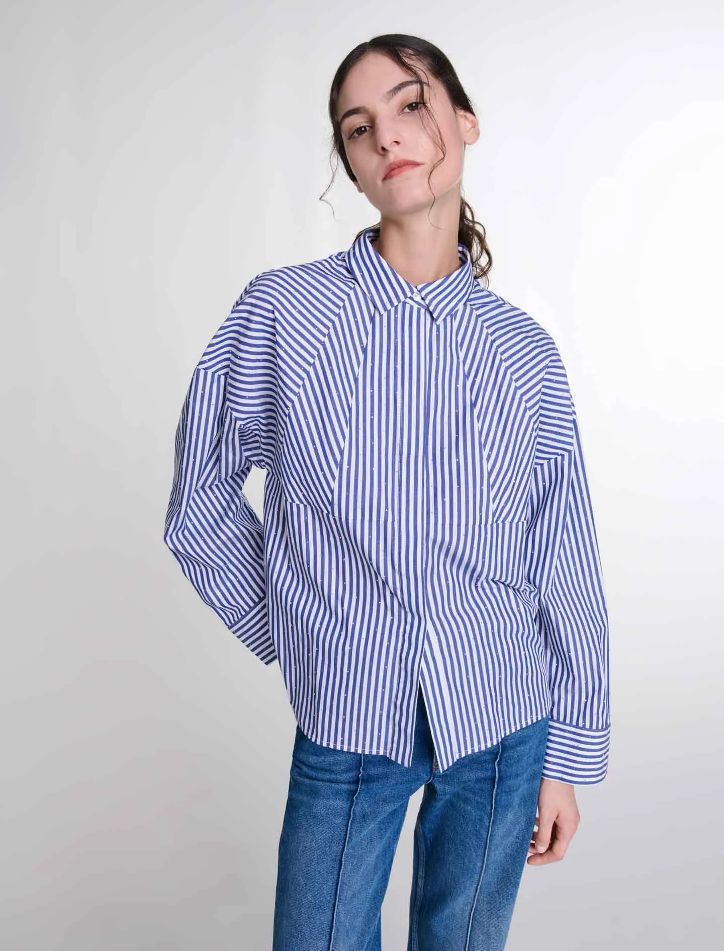 Rhinestone striped shirt