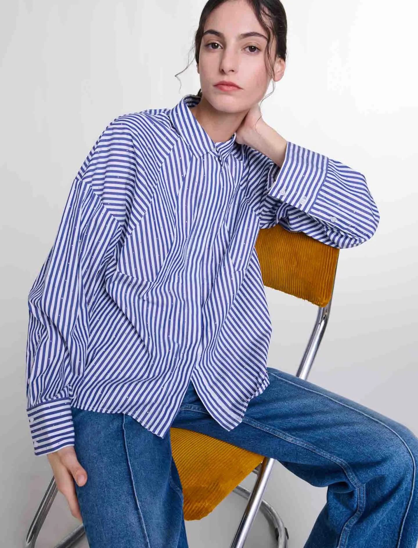 Rhinestone striped shirt