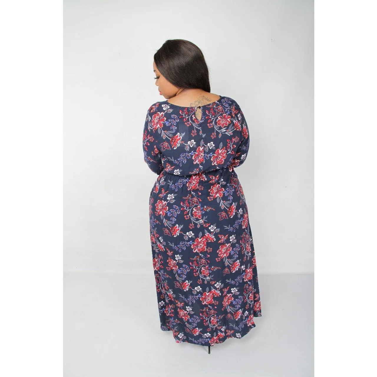 Side Pocket Floral Maxi Dress 