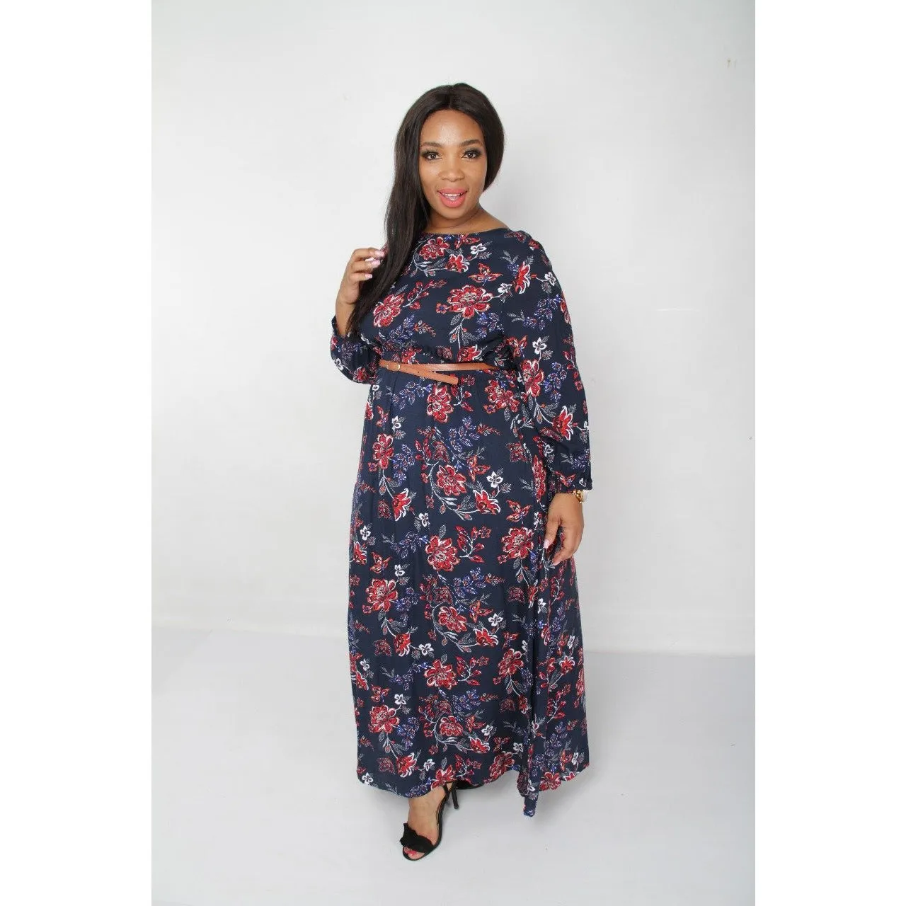 Side Pocket Floral Maxi Dress 