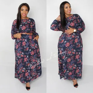 Side Pocket Floral Maxi Dress 