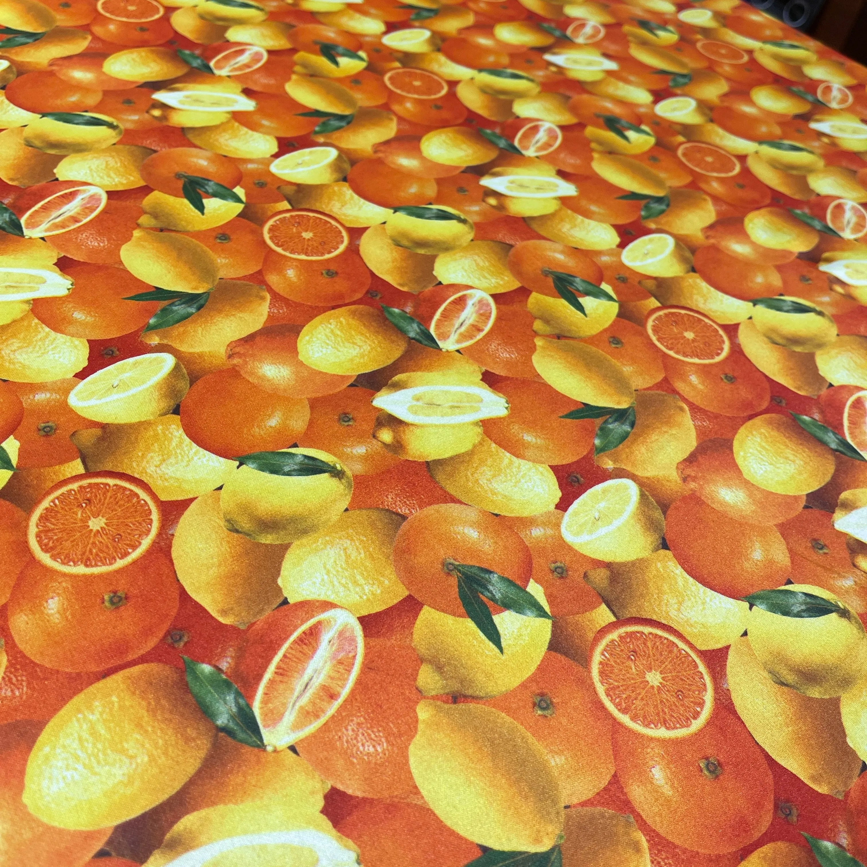 Summer Orange Design Printed Silk Charmeuse Fabric