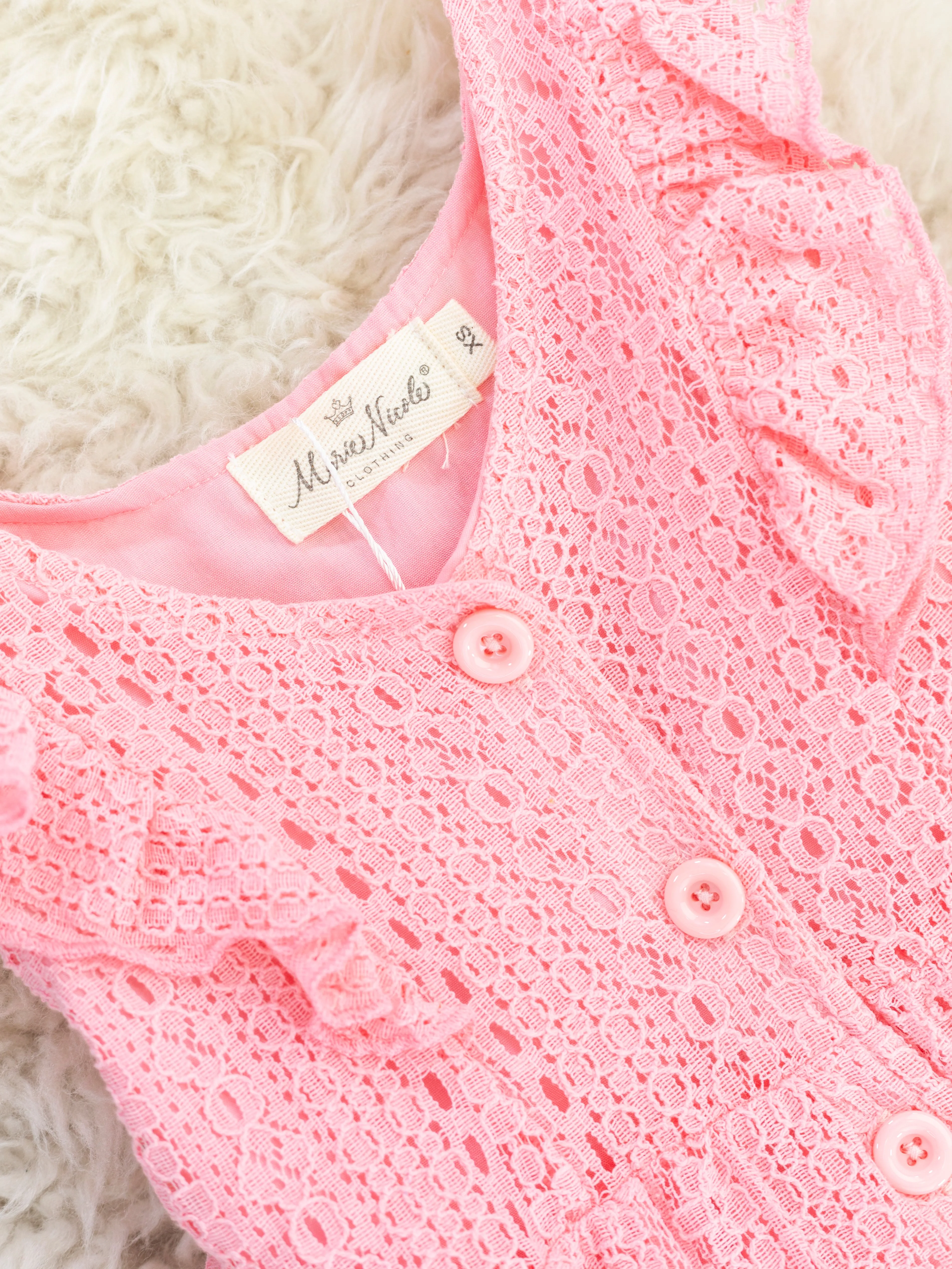 Sweet Pink Lace Button Dress