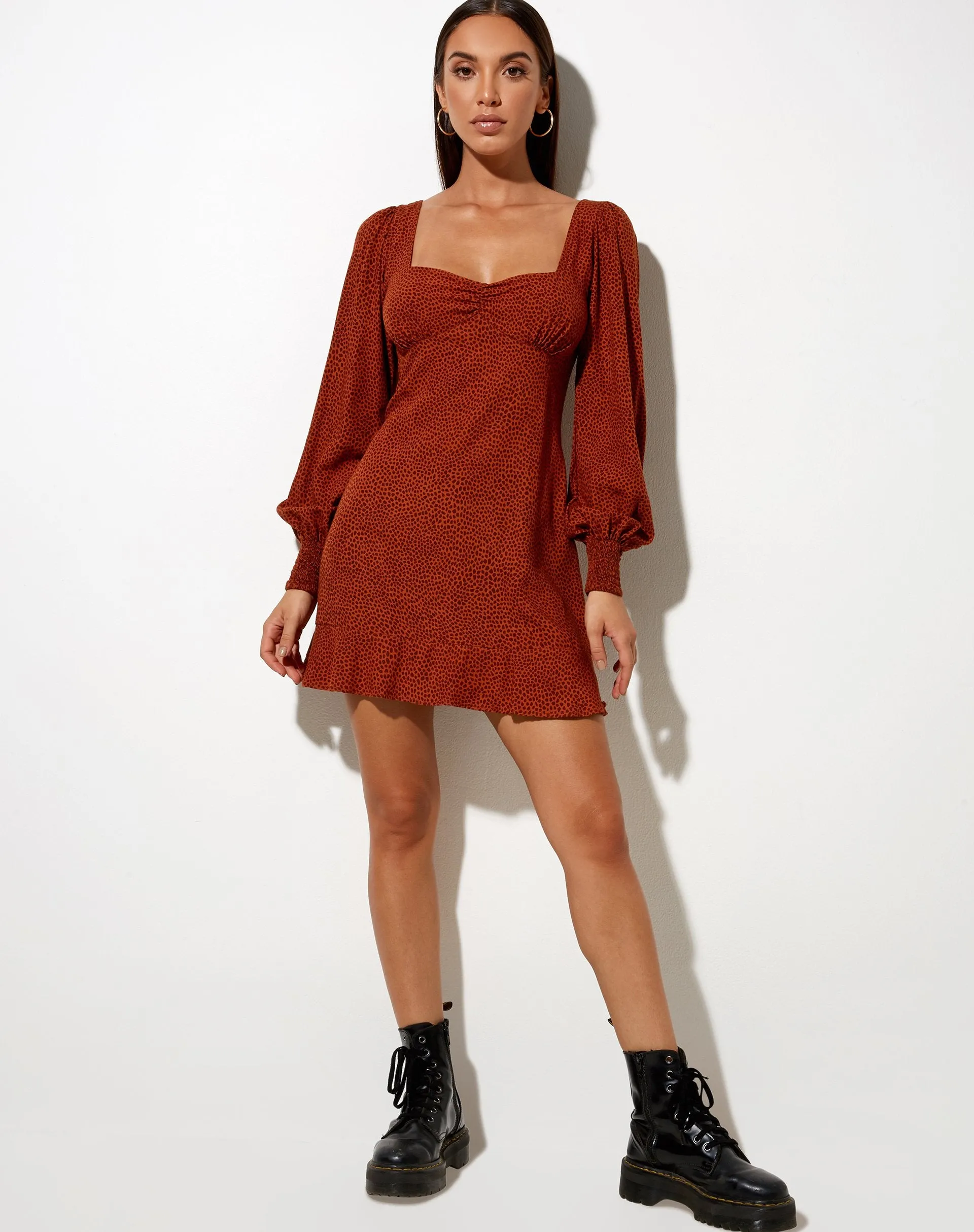 Tielo Mini Dress in Mini Croc Brown