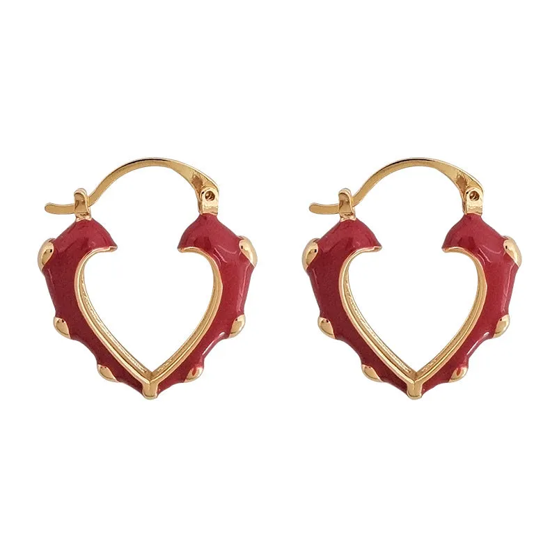 VAIGE Charming Red Heart Drop Earrings