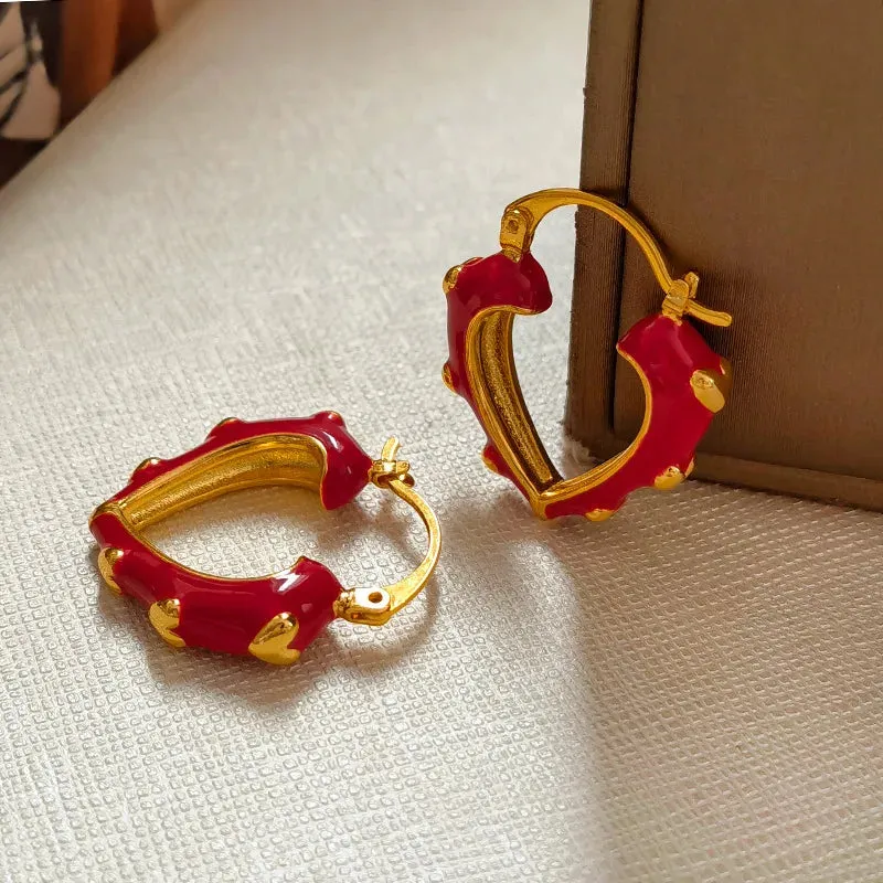 VAIGE Charming Red Heart Drop Earrings