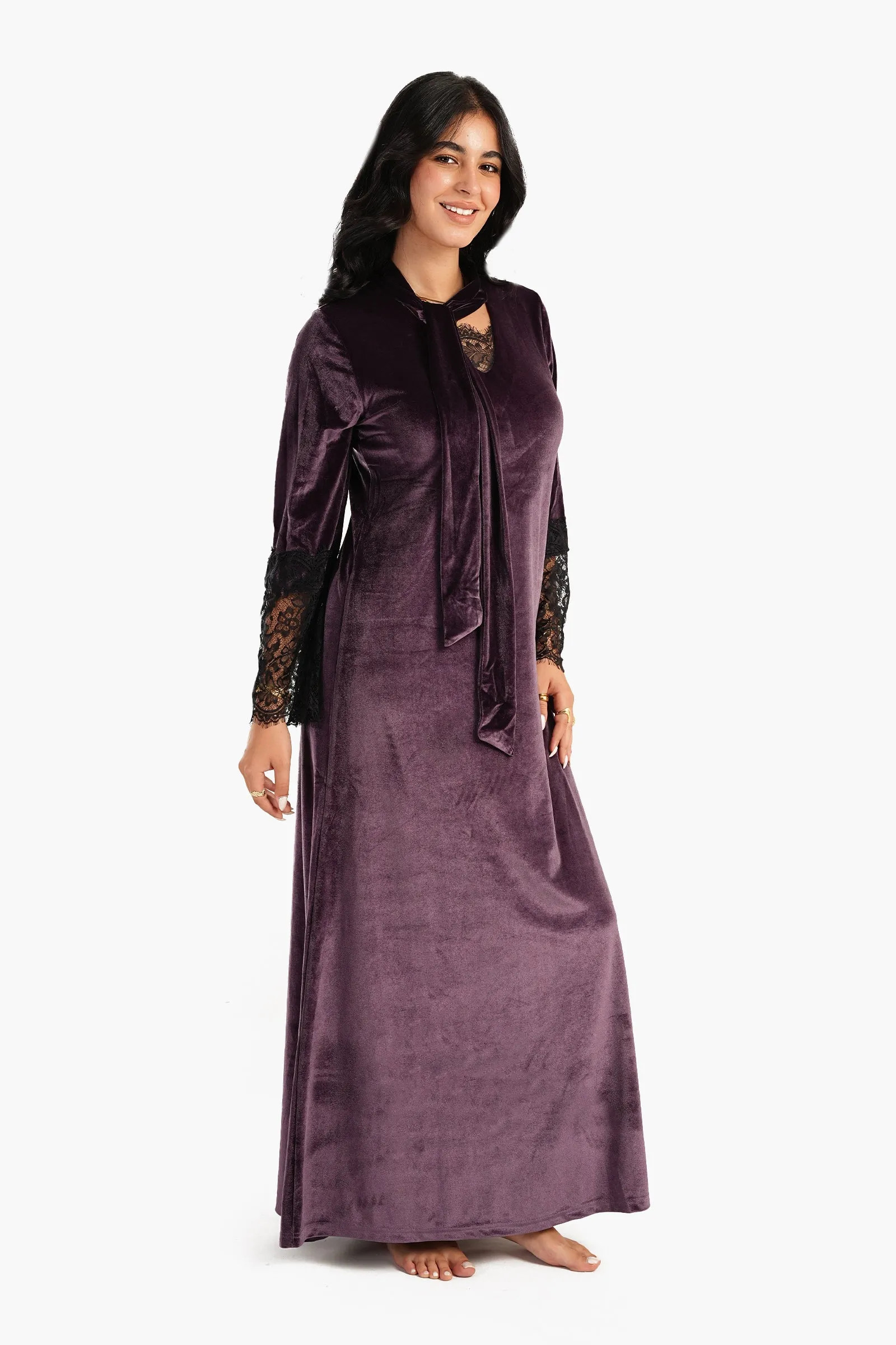 Velvet & Lace Maxi Nightgown