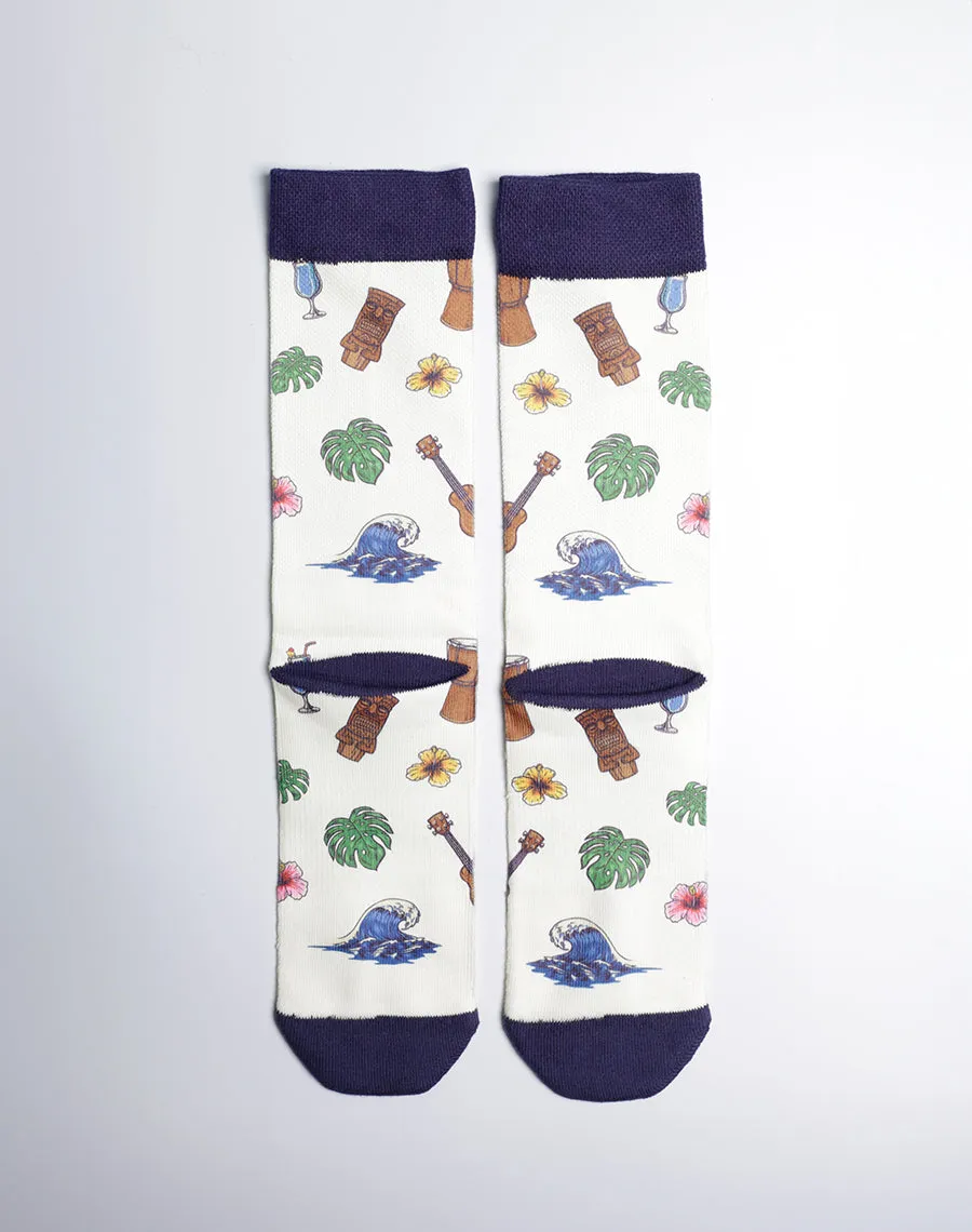 Vintage Aloha Spirit Printed Crew Socks