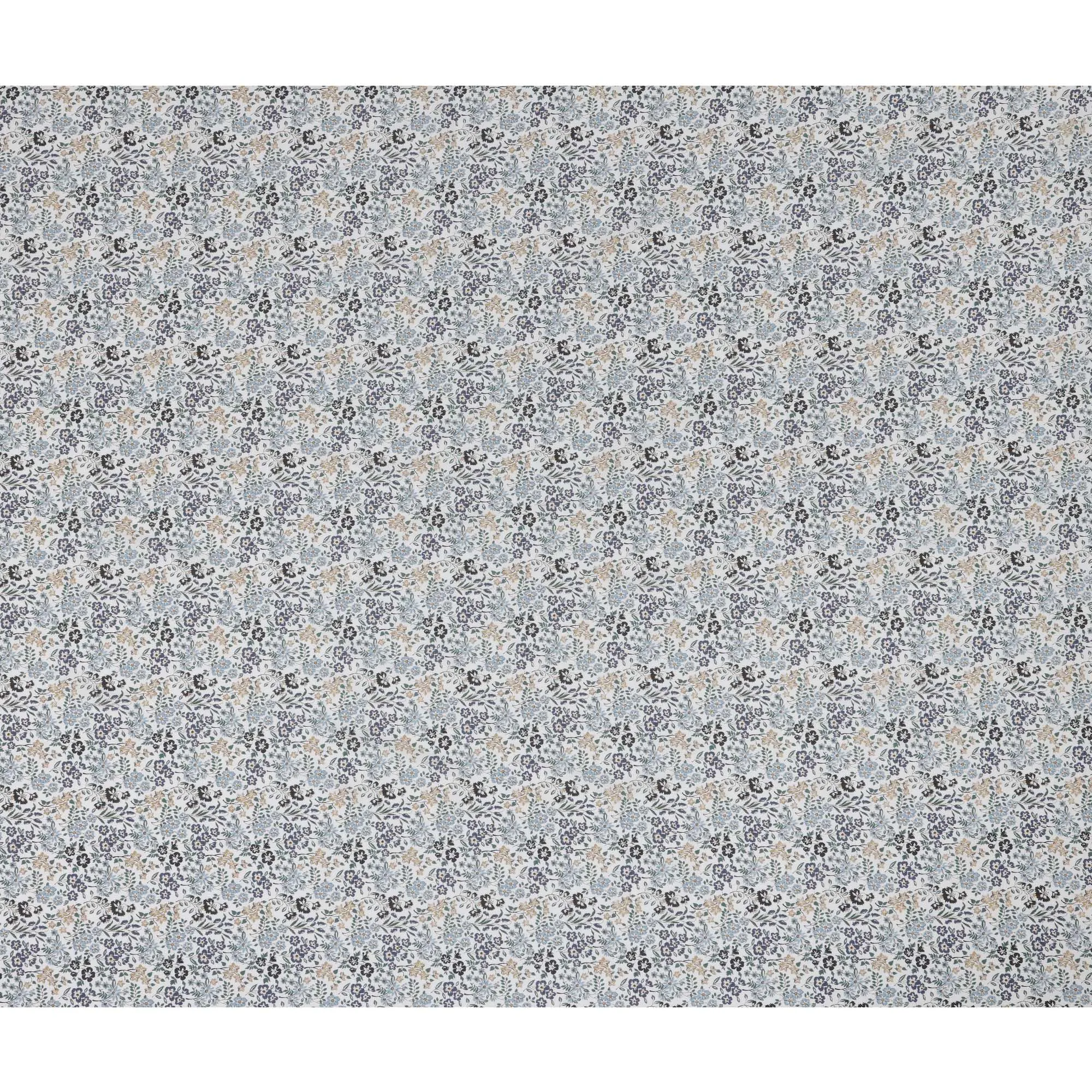 White and Blue Floral Cotton Lawn Digital Print Fabric - 110 cm Width-D21237