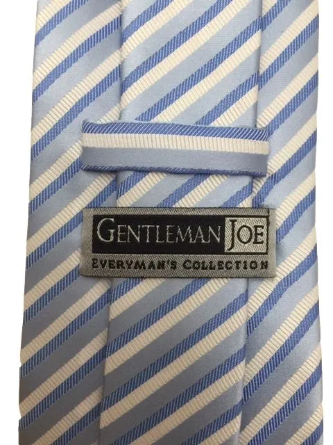 White and Blue Men's Striped Tie