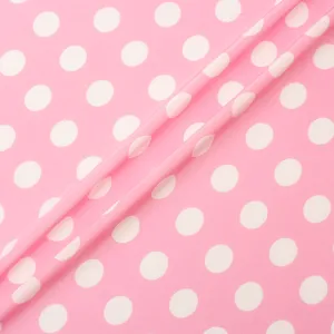 White Spotted Candy Pink Silk Crêpe de Chine