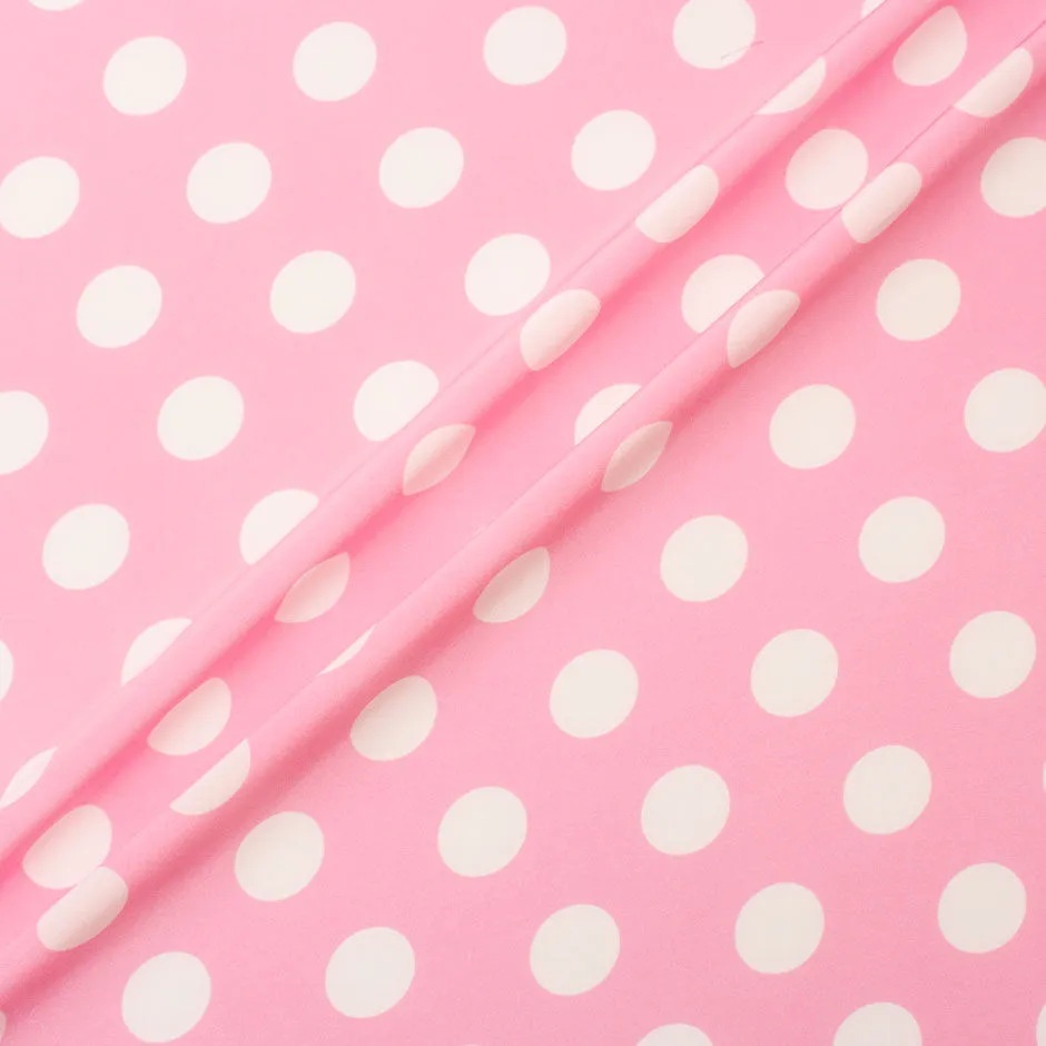 White Spotted Candy Pink Silk Crêpe de Chine