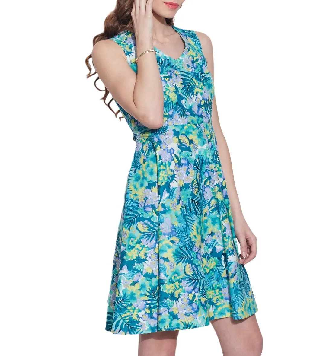 Womens Clothing Cotton Printed Dress,Machine washable,W-CPD42-1619, Size-42 Inch