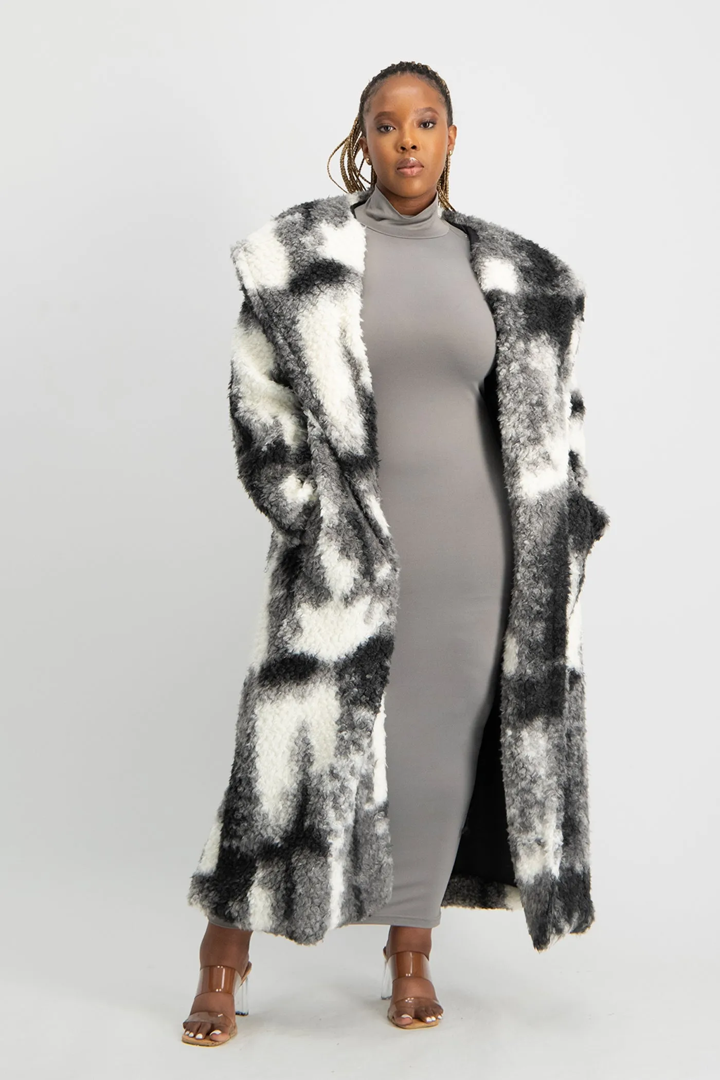 Zendaya Long Sleeve Hoody Coat - Black / White