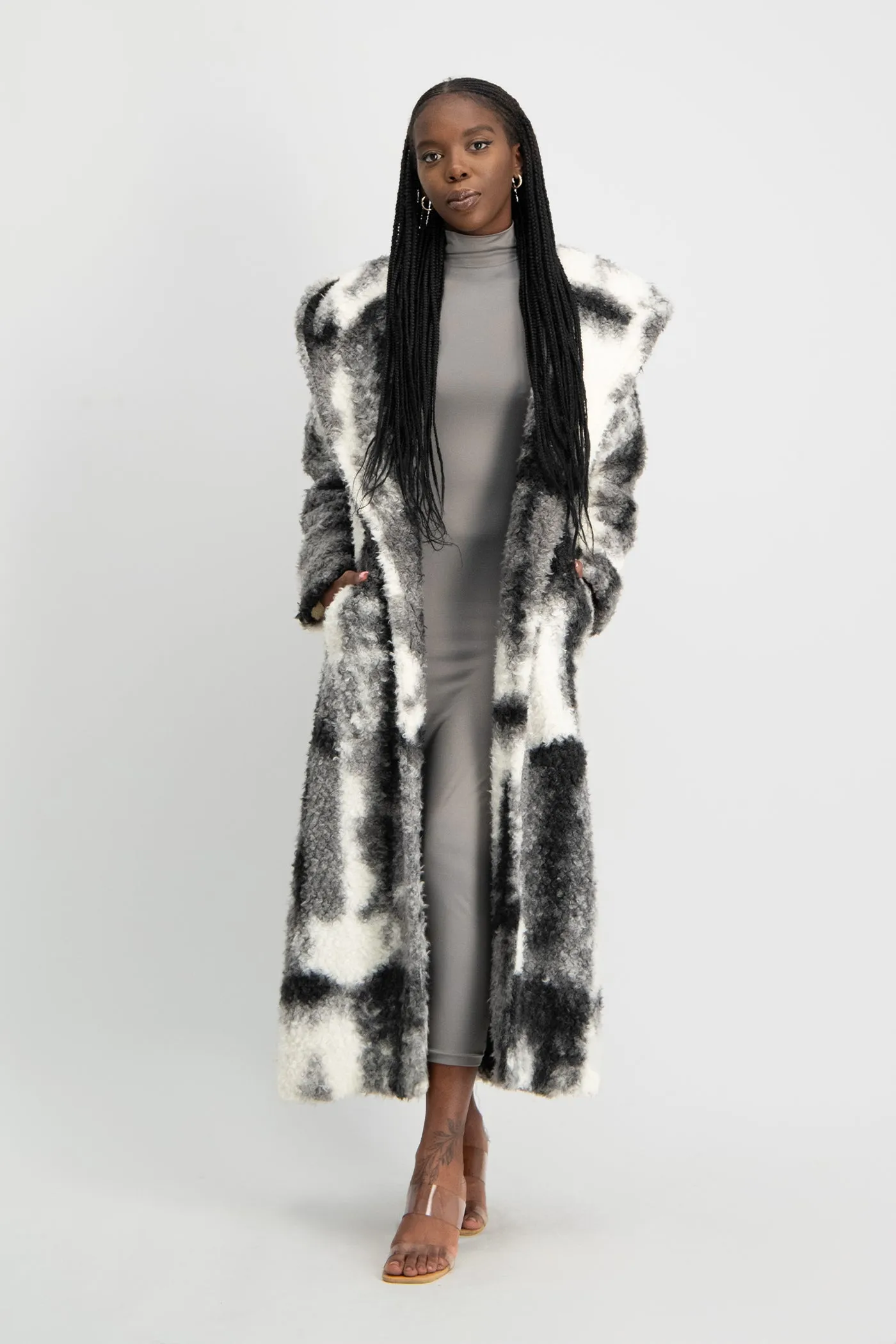 Zendaya Long Sleeve Hoody Coat - Black / White